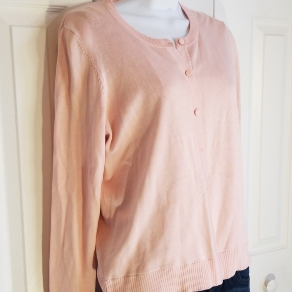 Parisian Pink Silk Blend Covered Button Cardigan - Picture 4 of 7